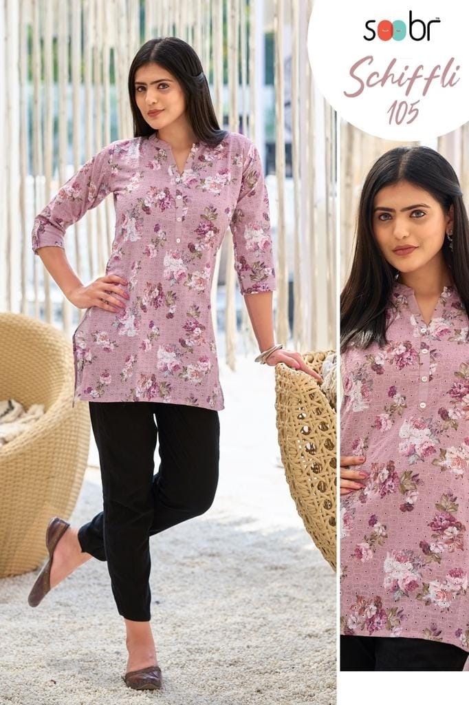 Schifli By Soobr Designer Chicken Cotton Short Kurti Wholesale Shop In Surat
